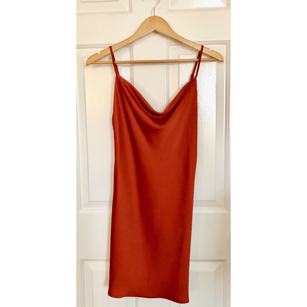 Urban Outfitters Orange Satin Slip Mini Dress 🧡
